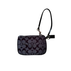 Coach signature Jacquard canvas/leather wristlet, clutch